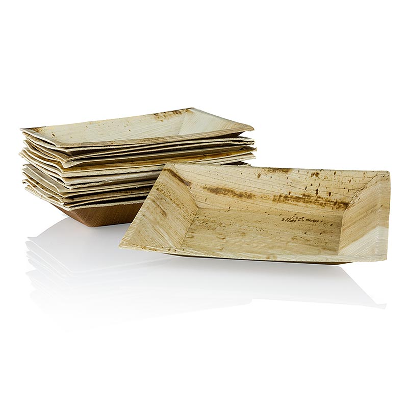 Plato desechable de hoja de palma, cuadrado, 12 x 17 cm, 100% compostable - 25 piezas - bolsa