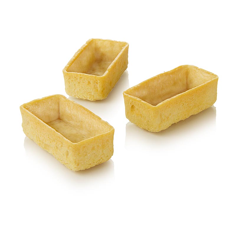 Tartaletas de postre - Filigrano, rectangular, 5,3x2,6cm, Al. 1,7cm, masa quebrada - 150 piezas - Cartulina