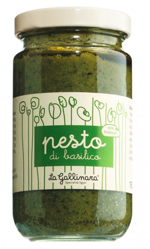 Pesto di basilico senza aglio, pesto de manjericao sem alho, La Gallinara - 180g - Vidro