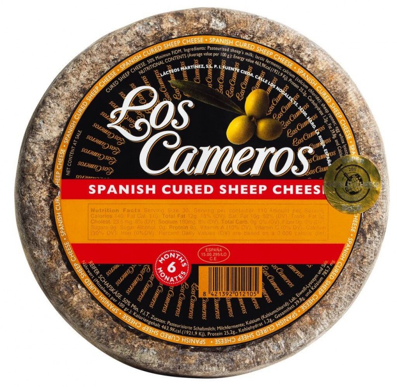 Queso de Oveja Curado, formaggio di pecora stagionato, grasso nella sostanza secca. 50%, Los Cameros - circa 3,3 kg - kg