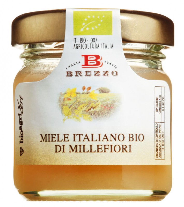 Miele biologico assortito, vasi mini, honungsminiburkar 5-faldigt assorterade, ekologiska, Apicoltura Brezzo - 60 x 35 g - visa