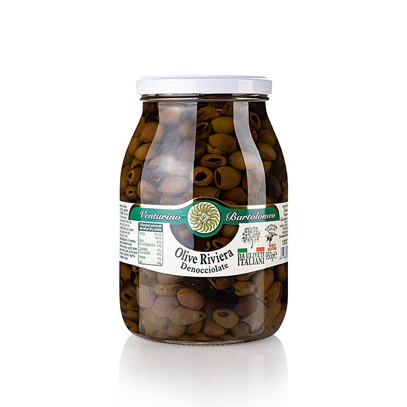 Aceitunas Venturino Snocciolate Leccino en aceite de oliva, sin hueso - 950g - Vaso