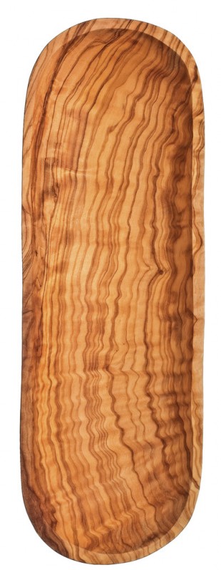 Cuenco baguette y pan de madera de olivo, Cuenco baguette y pan de madera de olivo, Olio Roi - aproximadamente 30 x 10 x 1,5 cm - Pedazo