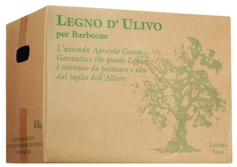 Legno para churrasco, grelha em madeira de oliveira, Olio Roi - aproximadamente 10 kg - Cartao