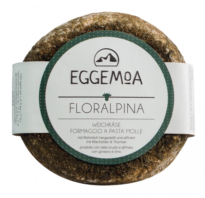 Floralpina, mjuk ost gjord av ra komjolk med en kryddskorpa, Eggemairhof Steiner, EGGEMOA - ca 250 g - kg