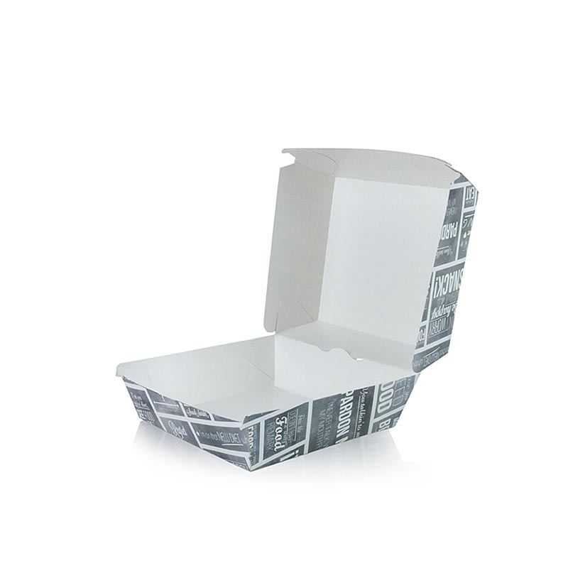 Caixa de hamburguer descartavel S, 90 x 90 x 70 mm, papelao, conceito de giz - 300 pecas - Cartao