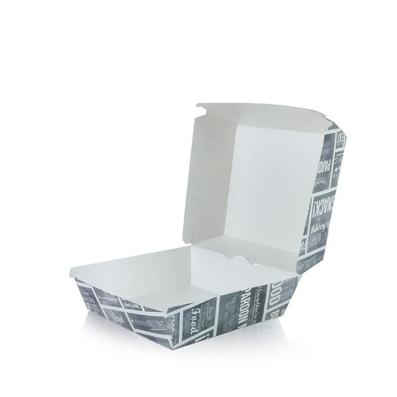 Caja para hamburguesas desechable L, 120 x 120 x 100 mm, carton, concepto tiza - 400 piezas - Cartulina