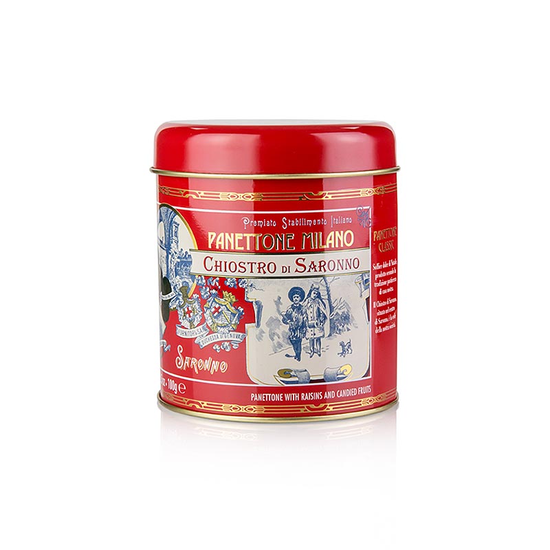 Julekake Panettone - Klassisk, Metall Tin Roed - 100 g - kan