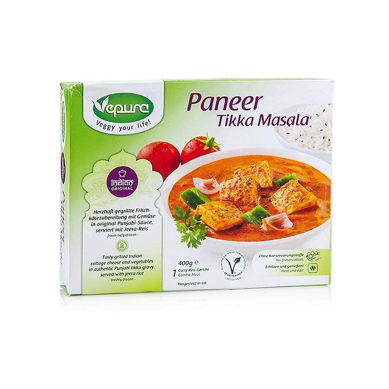 Paneer Tikka Masala - tuorejuusto Punjabi-kastikkeella, basmatiriisia - 400g - pakkaus