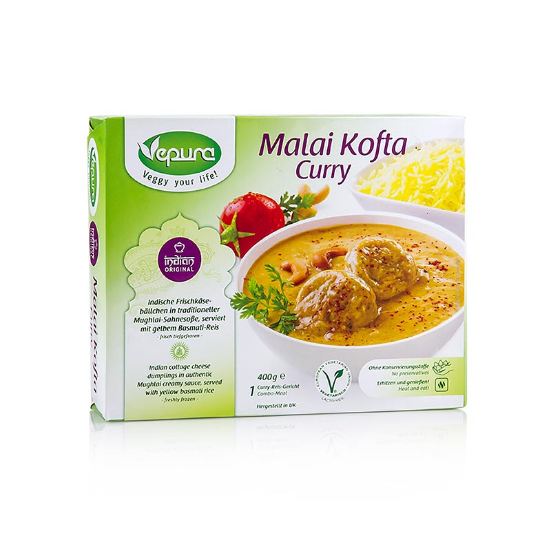 Caril Malai Kofta - Veg. Bolas em molho de creme Mughlai com arroz basmati - 400g - pacote