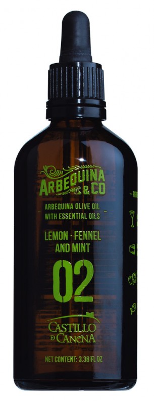 No.02 Aceite con Limon, Hinojo + Hierbabuena, Azeite Sabor Limao, Funcho + Hortela, Castillo de Canena - 100ml - Garrafa