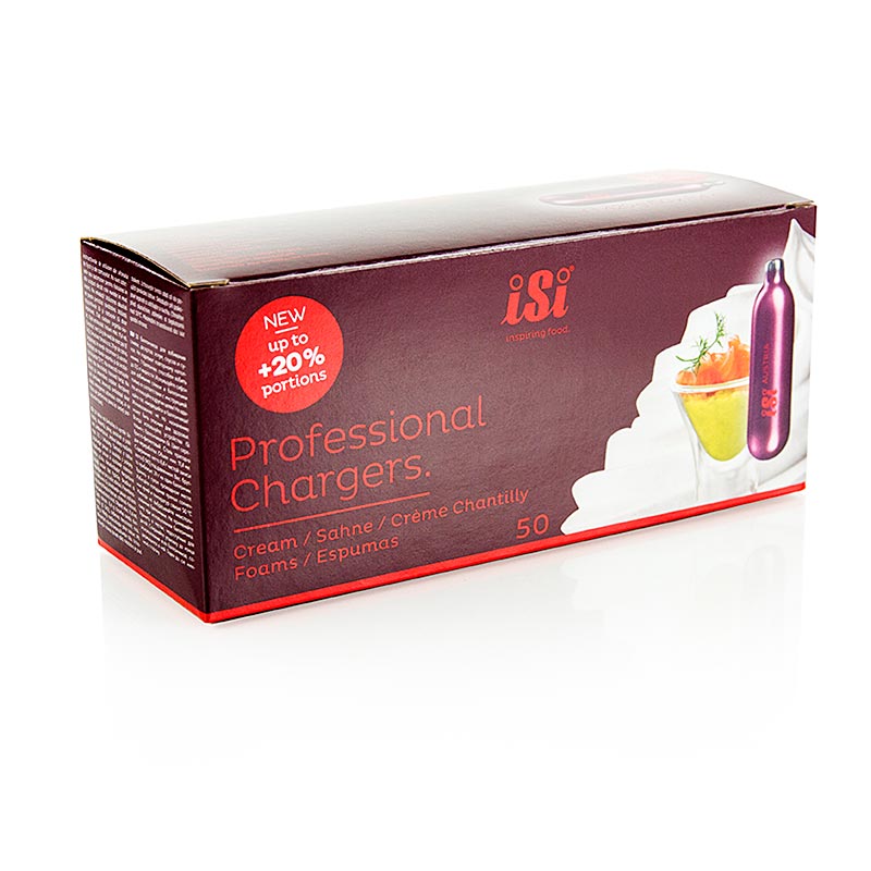 Capsules de crema d`un sol us, nitrogen, carregador professional, iSi - 50 peces - Cartro