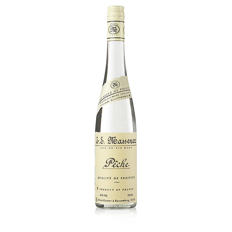 Massenez Eau-de-Vie Peche Prestige, pesca, 43% vol., Alsazia - 700ml - Bottiglia