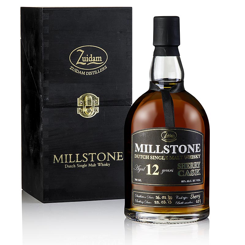 Single Malt Whisky Zuidam Millstone, 12 anni, Sherry Cask, 46% vol., Olanda - 700ml - Bottiglia