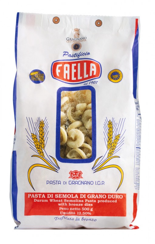 Vesuvio IGP, pasta yang diperbuat daripada semolina gandum durum, Faella - 500g - pek