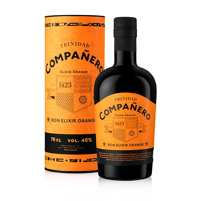 Companero Ron Elixir Naranja, aguardiente de ron, 40% vol. - 700ml - Botella