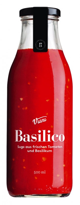 BASILICO - Sugo al basilico, salsa di pomodoro al basilico, Viani - 500 ml - Bottiglia