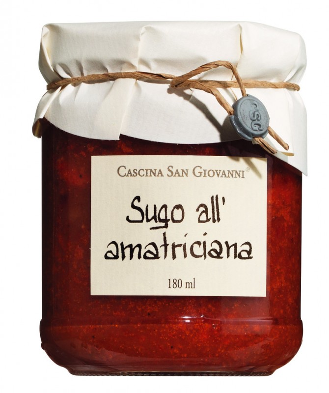 Sugo all`amatriciana, molho de tomate com carne de porco, Cascina San Giovanni - 180ml - Vidro