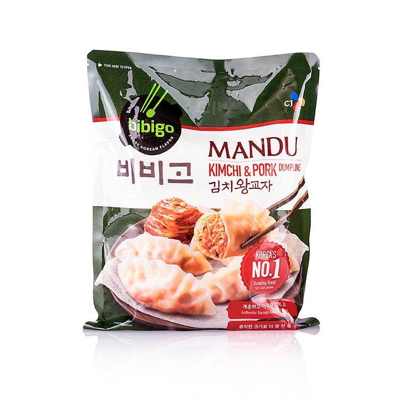 Wonton - Gyoza Mandu Kim Chee, bolinho de porco (Dim Sum), Bibigo - 525g, 15x35g - bolsa