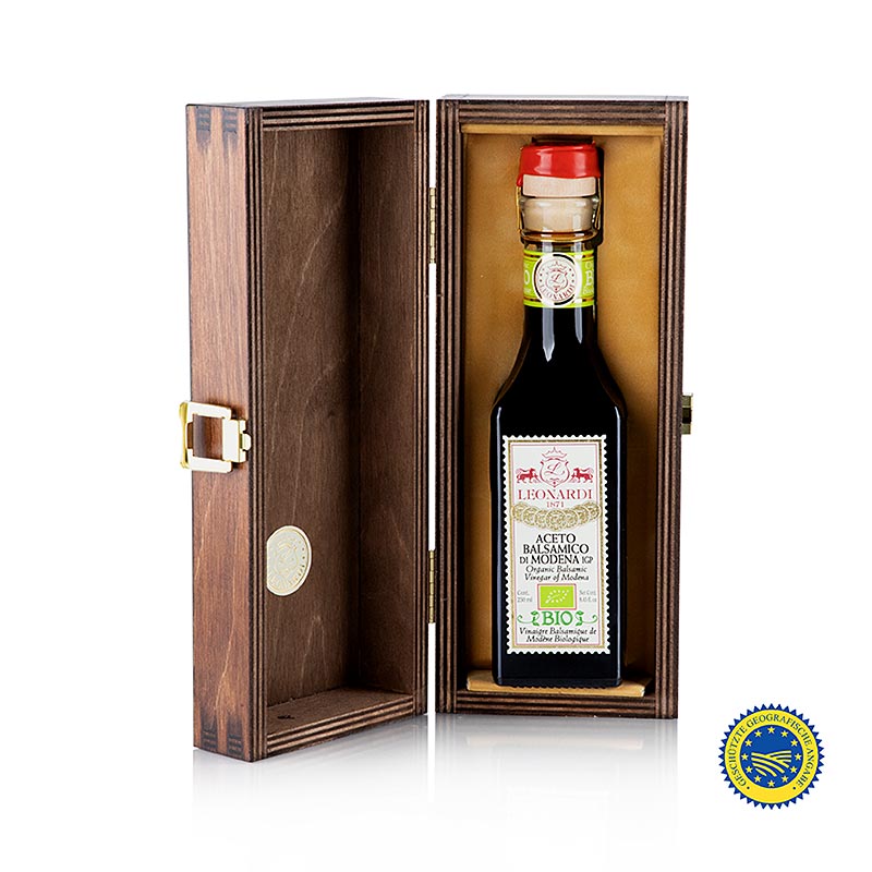 Aceto Balsamico IGP / PGI, Francobolli Series 15, Leonardi, BIO B - L5604 - 250 ml - Flaske med treboks Aceto Balsamico IGP / PGI, Francobolli Series 15, Leonardi, BIO B - L5604 - 250 ml - Flaske med treboks