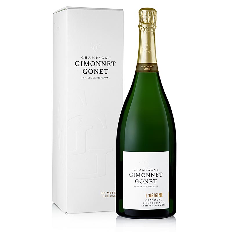 Kampavin Gimonnet Gonet l`Origine Blanc de Blanc Grand Cru, brudhur, 12% rummal, Magnum - 1,5L - floskur