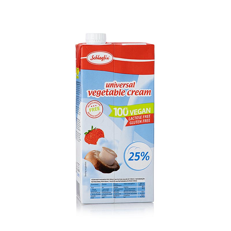 Krim sebat universal, 25% lemak, vegan, Schlagfix - 1 liter - Pek Tetra