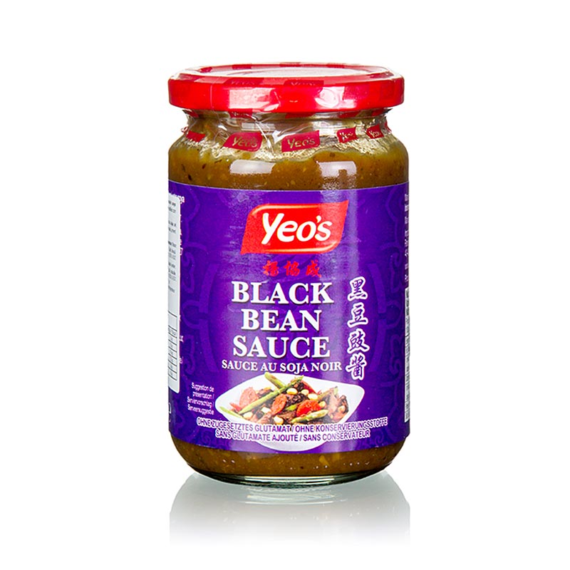 Salsa de mongetes negres, amb all, Yeos - 270 g - Vidre