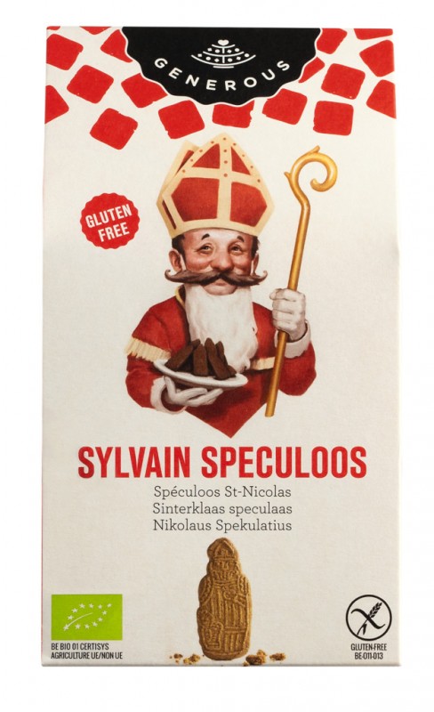 Sylvain Speculoos Saint Nicholas, ekologiskt, speculoos bakverk, glutenfritt, ekologiskt, generost - 140 g - packa