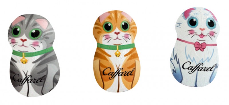 Gatos, a granel, bombons de chocolate recheados com creme de gianduia, soltos, Caffarel - 1.000g - kg