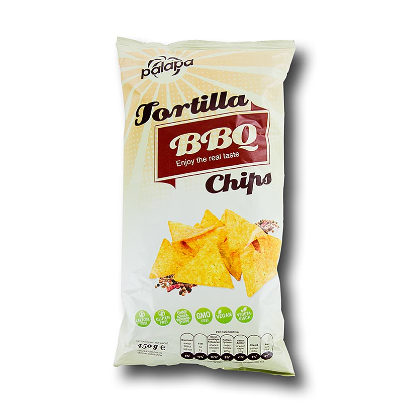 Tortilla chips krydret - BBQ - nacho chips, Sierra Madre - 5,4 kg, 12 x 450 g - Kartong