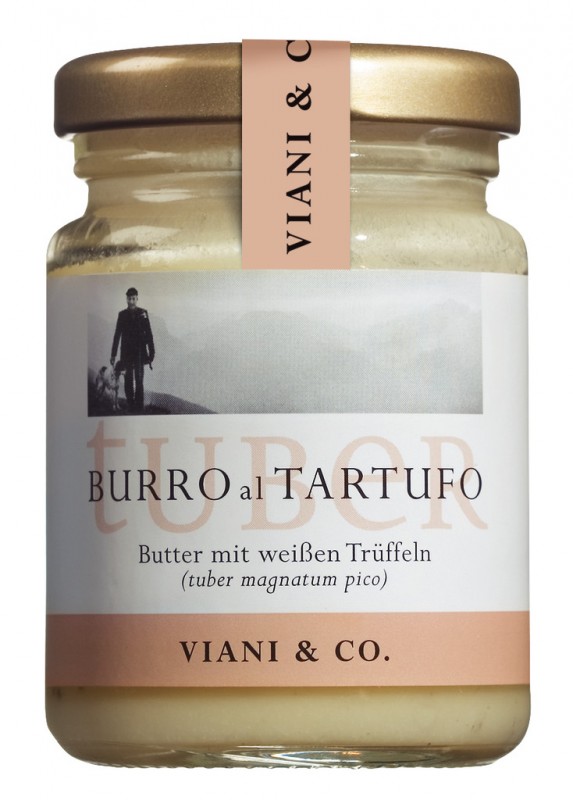 Burro al tartufo bianco, trøffelsmør med hvide trøfler - 80 g - glas