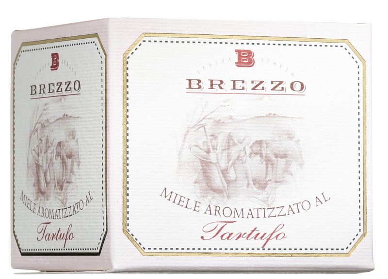 Acacia honning med trøffel smag, Miele aromatizzato al tartufo, Apicoltura Brezzo - 100 g - glas