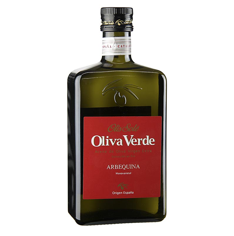 Extra vierge olijfolie, Oliva Verde, Arbequina, rood etiket - 500 ml - Fles