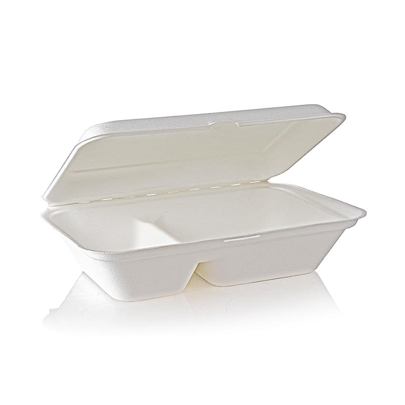 Take Away Naturesse Food Box, coperchio incernierato, 2 scomparti, 249x162x63mm - 50 pezzi - borsa