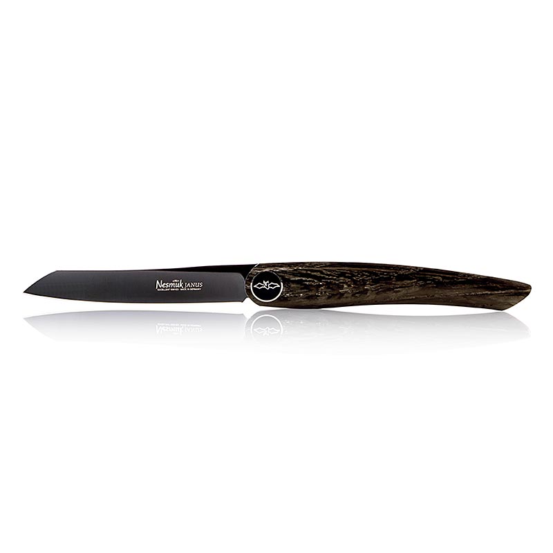 Coltello pieghevole Nesmuk Janus (folder) 89mm, rovere di palude - 1 pezzo - scatola di legno