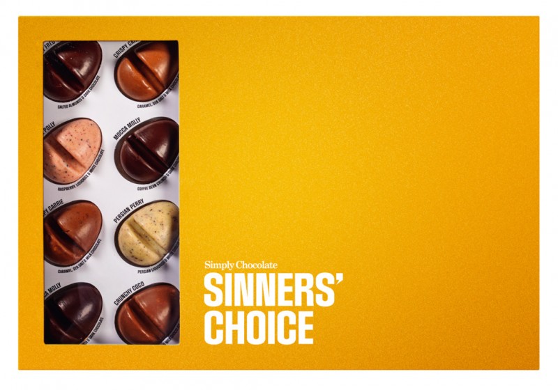 Sinners Choice, 24 bragdhbaett sukkuladhistykki, urval, Simply Chocolate - 240g - pakka