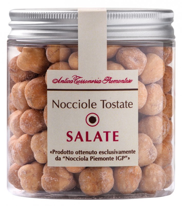 Nocciole Tostate Salata Vaso, Avellanas Saladas Piemonte IGP, Antica Torroneria Piemontese - 150g - Vaso