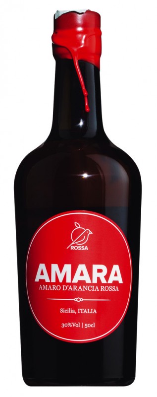 Amara - amaro d`arancia rossa, liquore amaro a base di arance rosse, Rossa - 0,5 l - Bottiglia