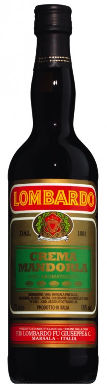 Crema Mandorla Vino Aromatizzato, bragdhbaett mondluvin fra Sikiley, Lombardo - 0,75 l - Flaska