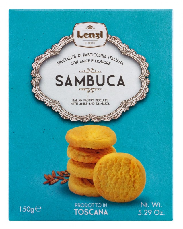 Sambuca - Pasticcini alla Sambuca e Anice, bakverk med Sambuca og anis, Lenzi - 150 g - pakke