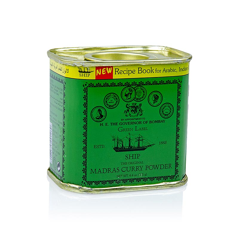 Madras curry poeder, groene kan, Poonjiaji - 125 g - kan