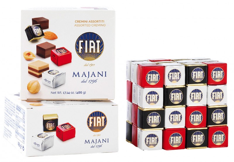 Dado Fiat Mix, mistura de praline em camadas com creme de cacau e avela, Majani - 486g - pacote