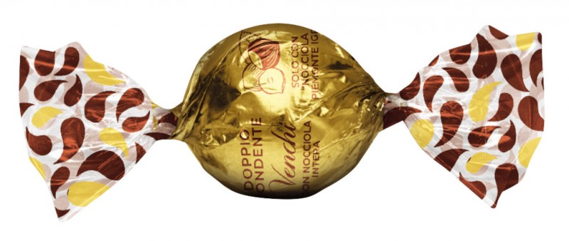 Praline Dubledone oscuro, praline de turron de almendras, chocolate negro con avellanas enteras, Venchi - 1.000 gramos - kg