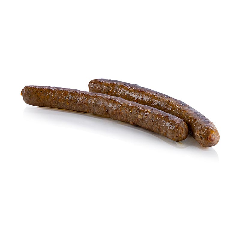 Merguez di manzo al pascolo e Moorschnucke, bratwurst alla griglia, crudo, calibro - 300 g, 6 x 50 g - vuoto