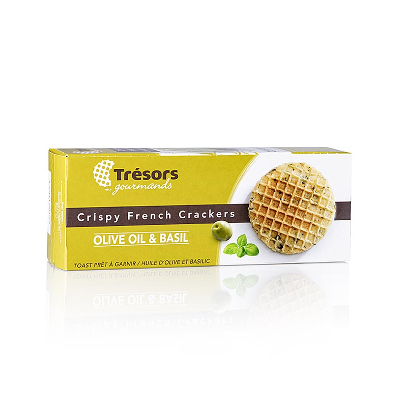 Barsnack Tresors - Frances crujiente Mini galletas tipo waffle con aceite de oliva - 95g - Cartulina