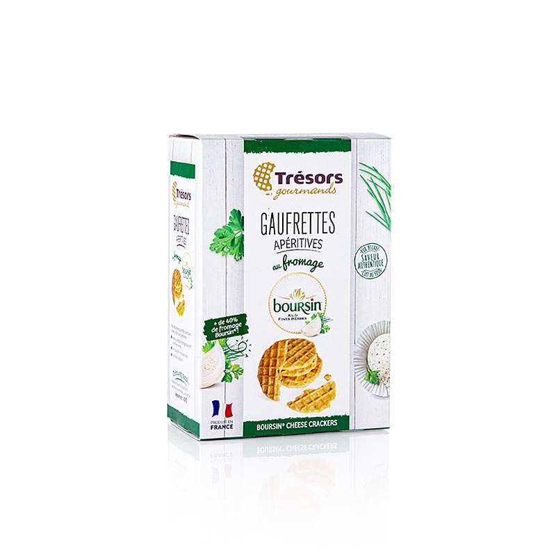 Barsnack Tresors - Franska Minivafflor med Boursin ost (ort farskost) - 60 g - Kartong