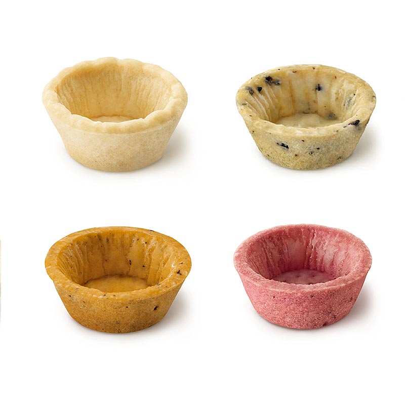 Mini tartellette snack, rotonde, Ø 4,2 cm, mix di 4 varieta - 970 g, 160 pezzi - Cartone