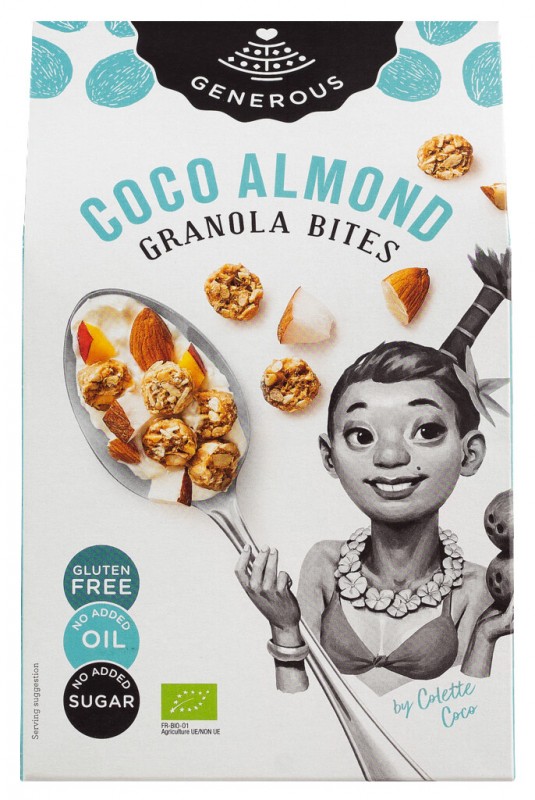 Coco mondlu granola bitar, lifraent, glutenlaust, kokosmondlu granola, glutenlaust, lifraent, rausnarlegt - 300g - pakka