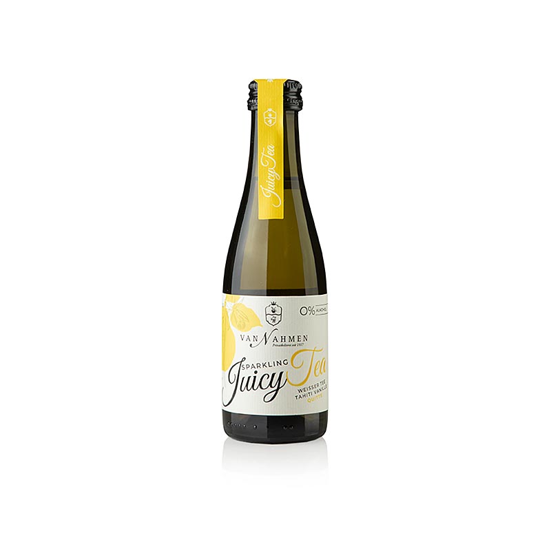 Te bianco Sparkling Juicy Tea - Vaniglia-mela cotogna di Tahiti, van Nahmen, biologico - 200 ml - Bottiglia