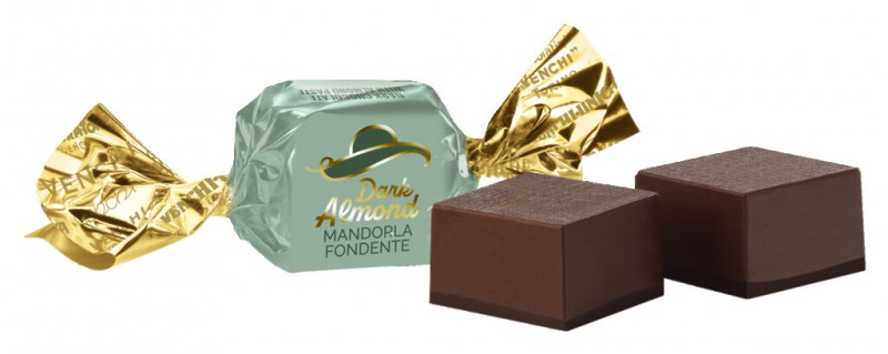 Cubotto Mandorla Fondente, pralina di cioccolato con pasta di mandorle e cioccolato fondente, Venchi - 1.000 g - kg